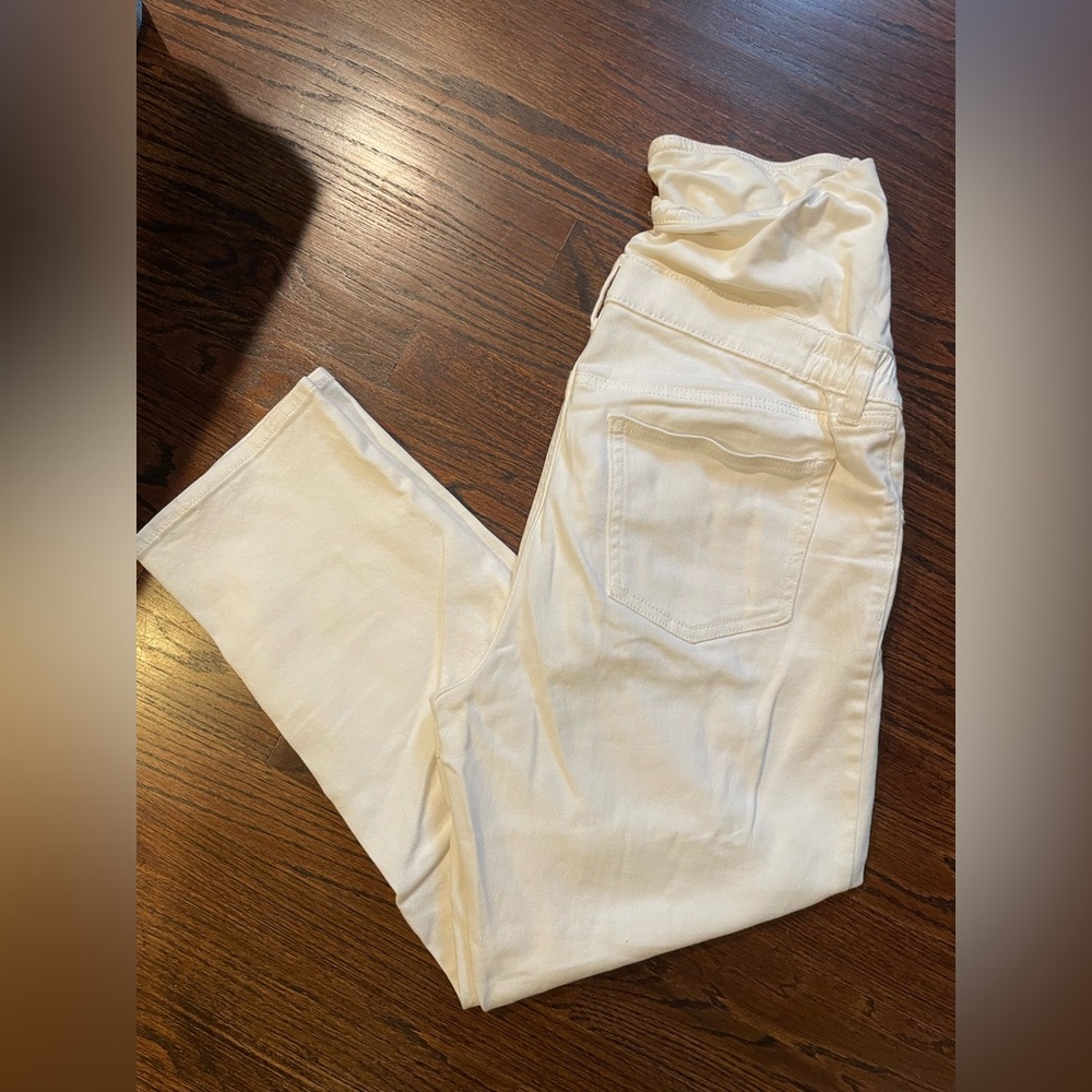 H&M maternity Women's Cream straight leg jeans